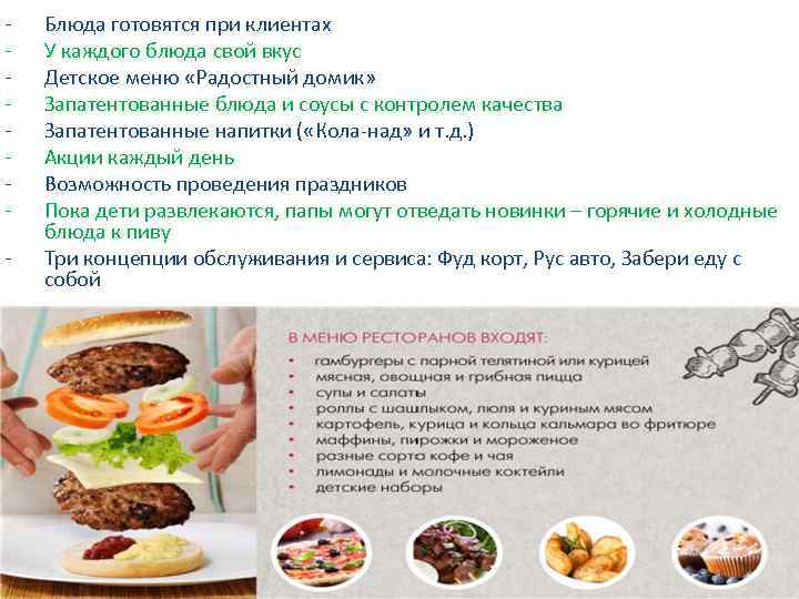 - Блюда готовятся при клиентах У каждого блюда свой вкус Детское меню «Радостный домик»