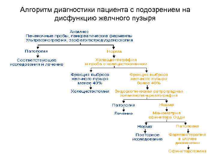Алгоритм диагностики пациента с подозрением на дисфункцию желчного пузыря 
