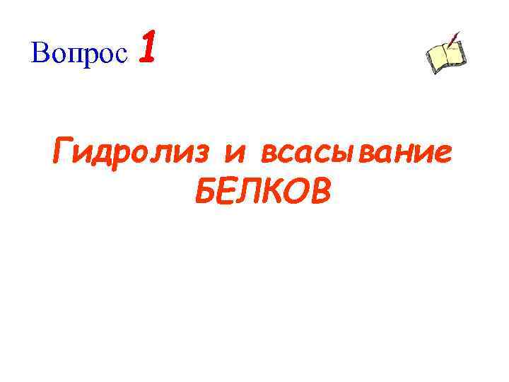 Вопрос 1 Гидролиз и всасывание БЕЛКОВ 