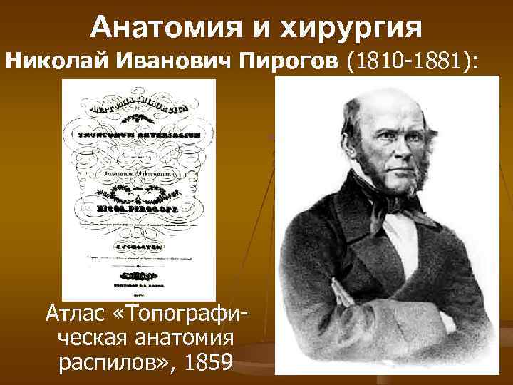Анатомия и хирургия Николай Иванович Пирогов (1810 -1881): Атлас «Топографическая анатомия распилов» , 1859