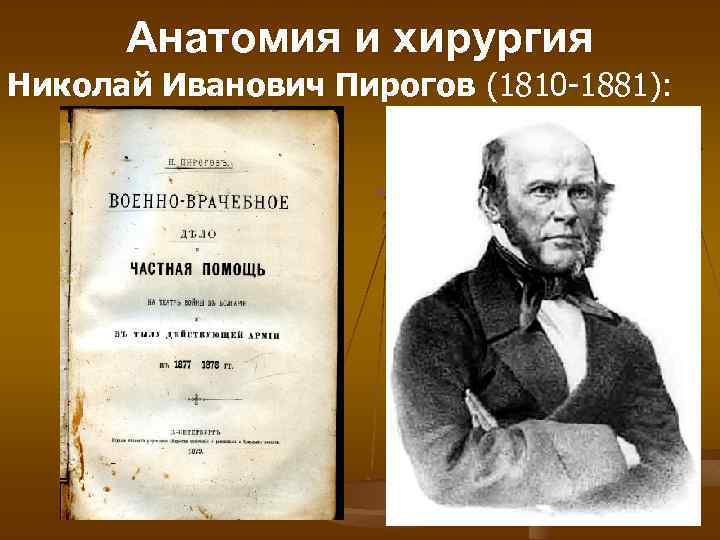 Анатомия и хирургия Николай Иванович Пирогов (1810 -1881): 