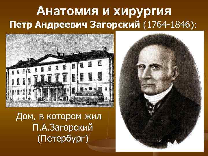 Анатомия и хирургия Петр Андреевич Загорский (1764 -1846): Дом, в котором жил П. А.