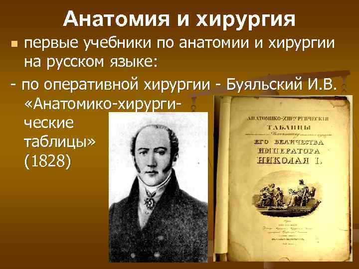 Анатомия и хирургия первые учебники по анатомии и хирургии на русском языке: - по