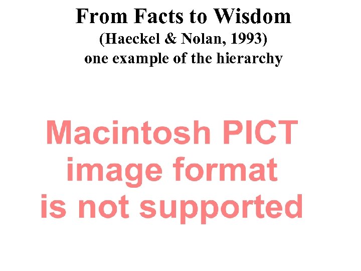 From Facts to Wisdom (Haeckel & Nolan, 1993) one example of the hierarchy 