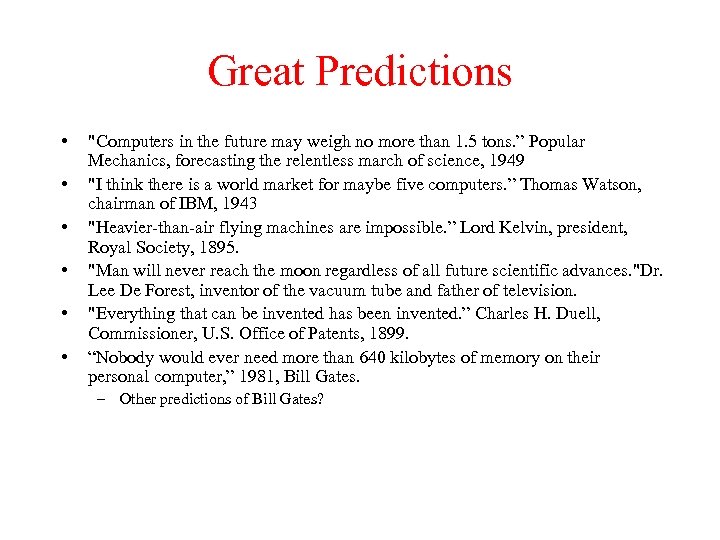 Great Predictions • • • 
