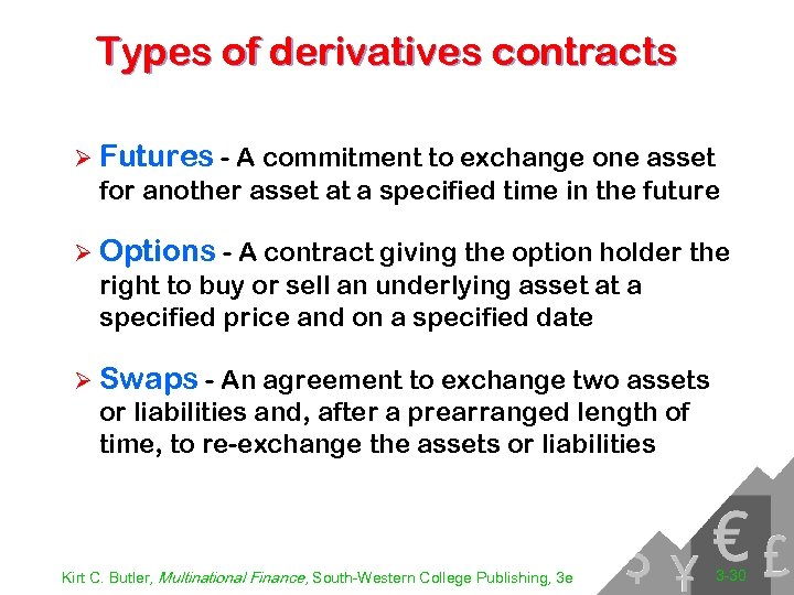 Types of derivatives contracts Ø Futures - A commitment to exchange one asset for