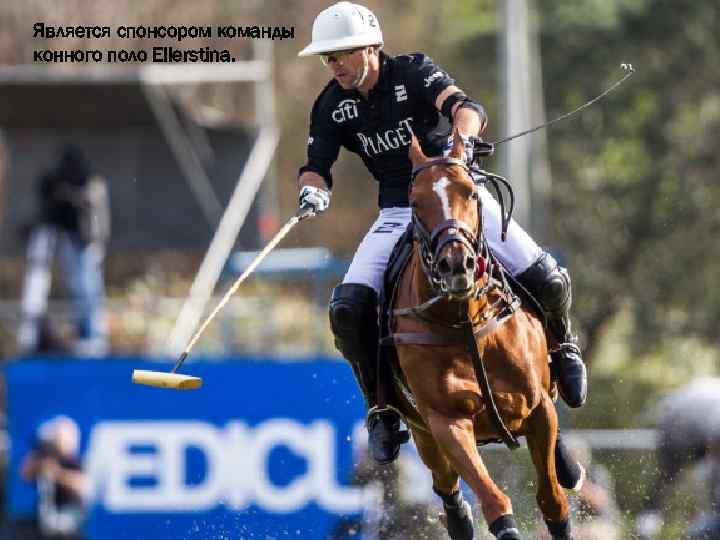 Является спонсором команды конного поло Ellerstina. 