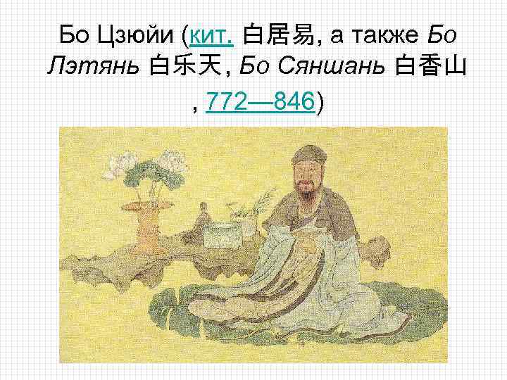 Бо Цзюйи (кит. 白居易, а также Бо Лэтянь 白乐天 , Бо Сяншань 白香山 ,