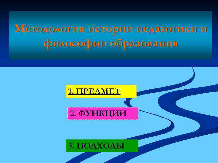 Методология истории педагогики и философии образования 1. ПРЕДМЕТ 2. ФУНКЦИИ 3. ПОДХОДЫ 