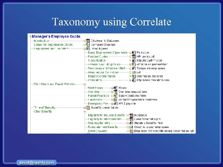 Taxonomy using Correlate 