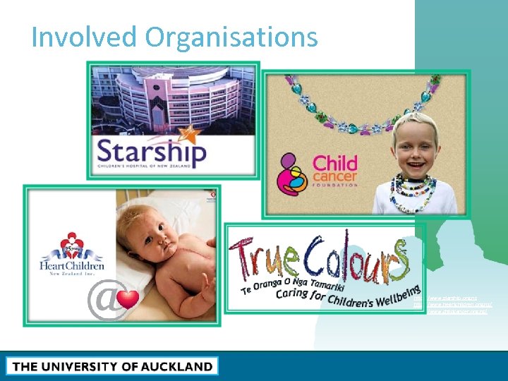 Involved Organisations http: //www. starship. org. nz http: //www. heartchildren. org. nz/ http: //www.