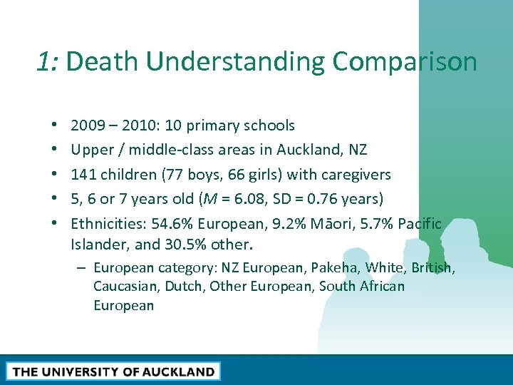 1: Death Understanding Comparison • • • 2009 – 2010: 10 primary schools Upper