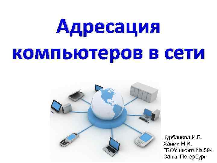 Адресация компьютеров в сети Курбанова И. Б. Хайми Н. И. ГБОУ школа № 594