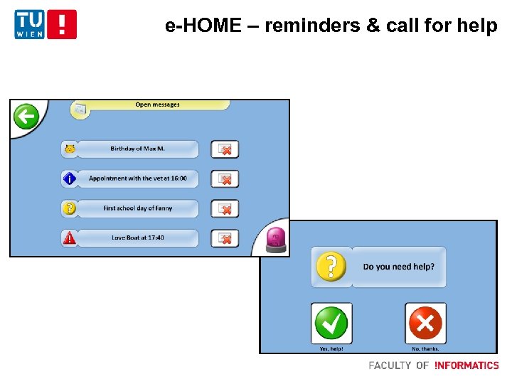 e-HOME – reminders & call for help 