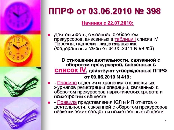 ППРФ от 03. 06. 2010 № 398 Начиная с 22. 07. 2010: n n