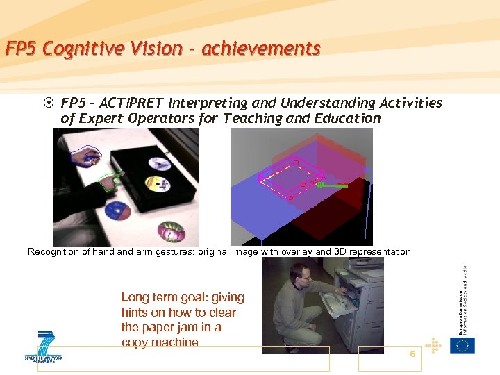 FP 5 Cognitive Vision - achievements ¤ FP 5 – ACTIPRET Interpreting and Understanding