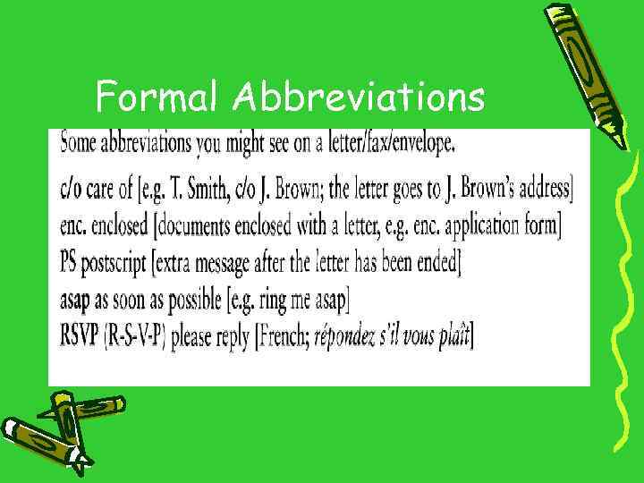 Formal Abbreviations 