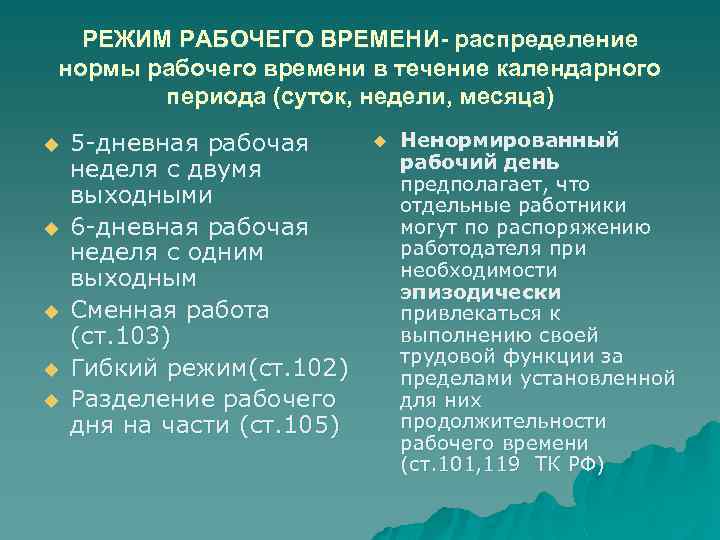 Ненормированный режим рабочего времени. Распорядок дня рабочего времени. Календарный режим рабочего времени. Нормальный режим рабочего времени. Перечислите режимы рабочего дня.