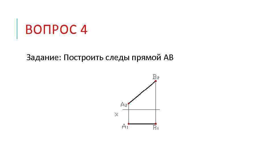 ВОПРОС 4 Задание: Построить следы прямой АВ 