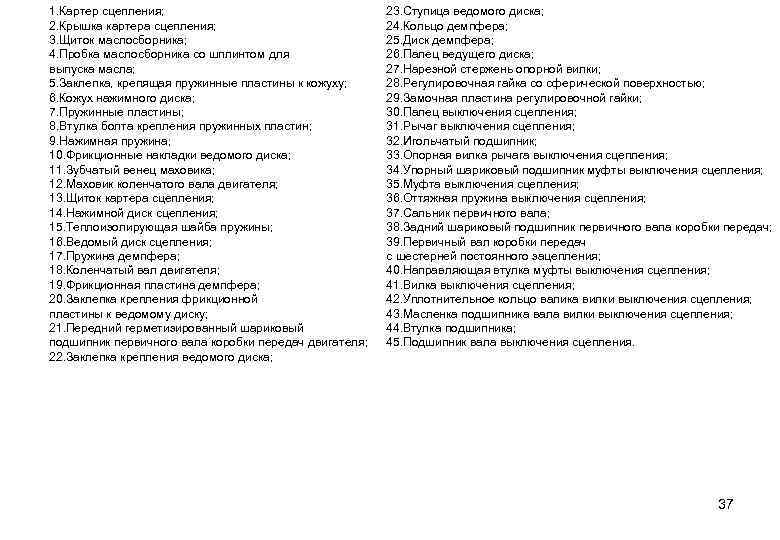 1. Картер сцепления; 2. Крышка картера сцепления; 3. Щиток маслосборника; 4. Пробка маслосборника со