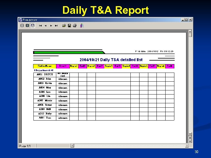 Daily T&A Report 30 