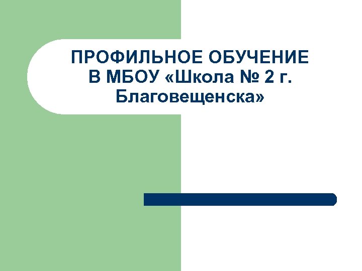 ПРОФИЛЬНОЕ ОБУЧЕНИЕ В МБОУ «Школа № 2 г. Благовещенска» 