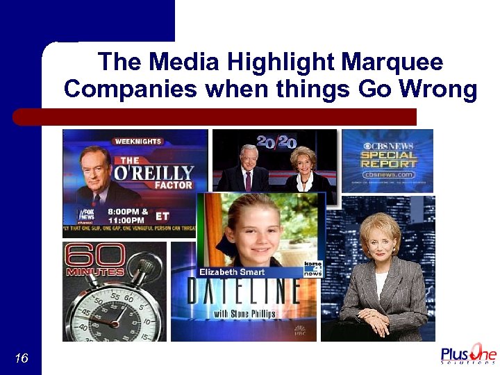 The Media Highlight Marquee Companies when things Go Wrong 16 