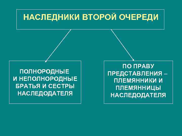 НАСЛЕДНИКИ ВТОРОЙ ОЧЕРЕДИ ПОЛНОРОДНЫЕ И НЕПОЛНОРОДНЫЕ БРАТЬЯ И СЕСТРЫ НАСЛЕДОДАТЕЛЯ ПО ПРАВУ ПРЕДСТАВЛЕНИЯ –