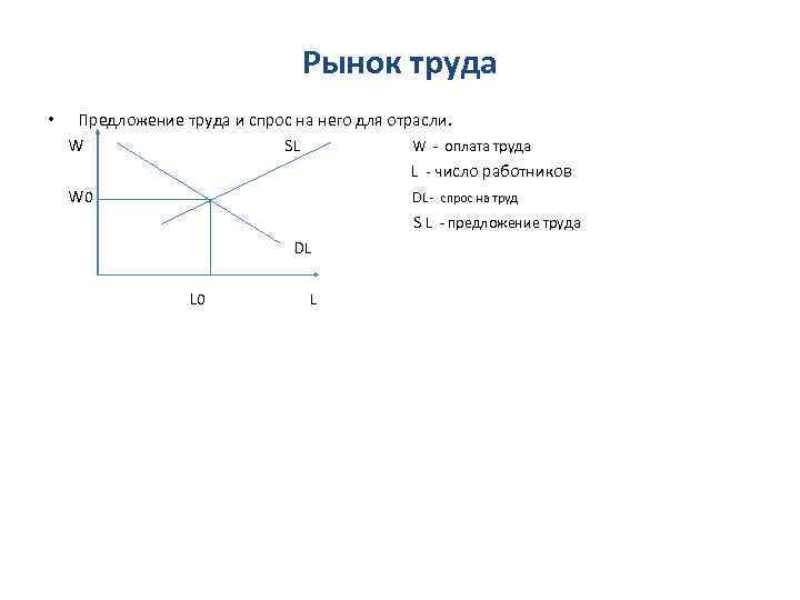 Рынок труда • Предложение труда и спрос на него для отрасли. W SL W
