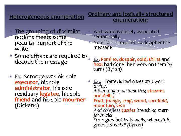 Heterogeneous enumeration Ordinary and logically structured enumeration: The grouping of dissimilar notions meets some