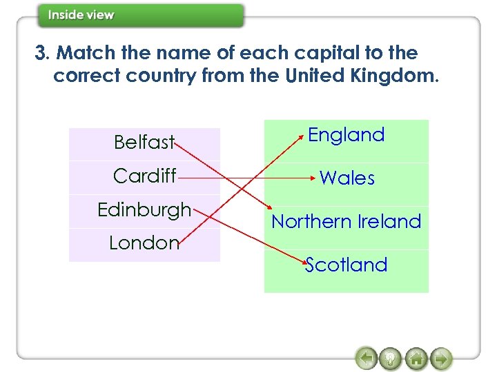 3. Match the name of each capital to the correct country from the United