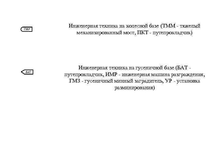 Инженерная техника на колесной базе (ТММ - тяжелый механизированный мост, ПКТ - путепрокладчик) Инженерная