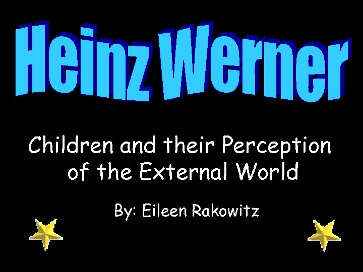 Children and their Perception of the External World By: Eileen Rakowitz 