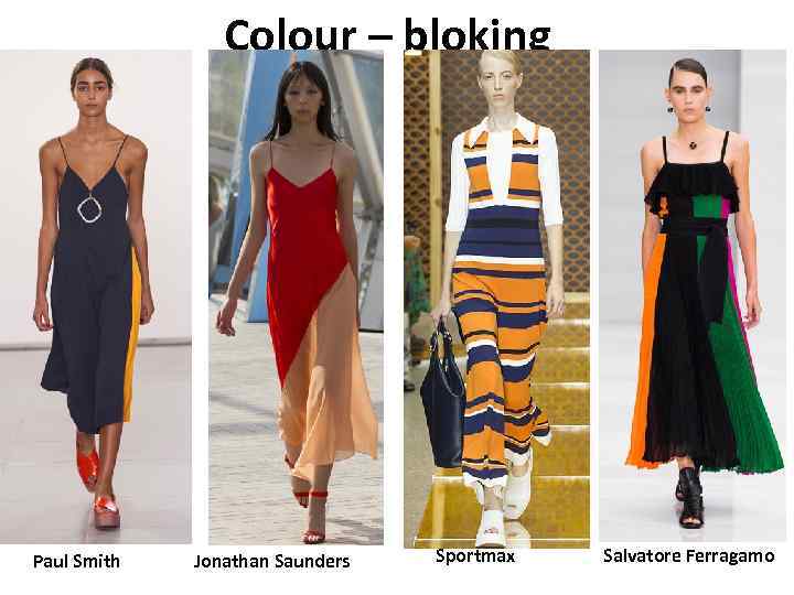 Colour – bloking Paul Smith Jonathan Saunders Sportmax Salvatore Ferragamo 