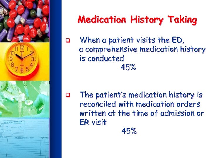 Medication History Taking q q When a patient visits the ED, a comprehensive medication