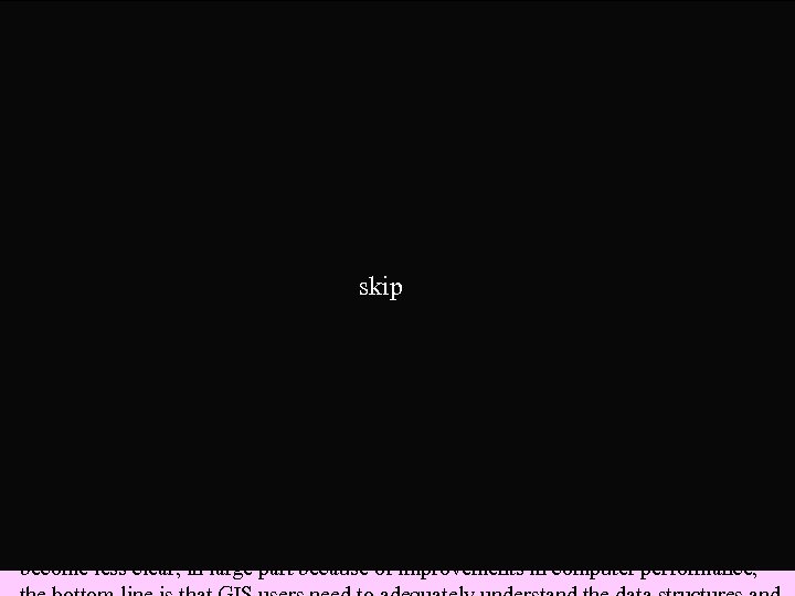 Conclusion The standard notion of topology in GIS centers around explicit representation of adjacent