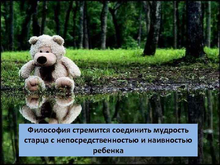 Философия стремится соединить мудрость старца с непосредственностью и наивностью ребенка 