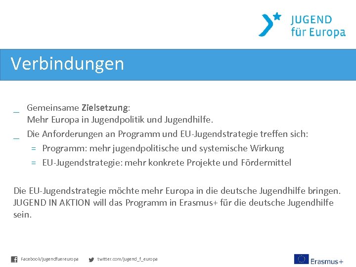 Verbindungen _ Gemeinsame Zielsetzung: Mehr Europa in Jugendpolitik und Jugendhilfe. _ Die Anforderungen an