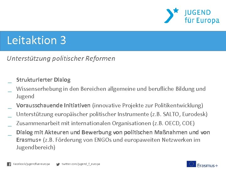 Leitaktion 3 Unterstützung politischer Reformen _ Strukturierter Dialog _ Wissenserhebung in den Bereichen allgemeine