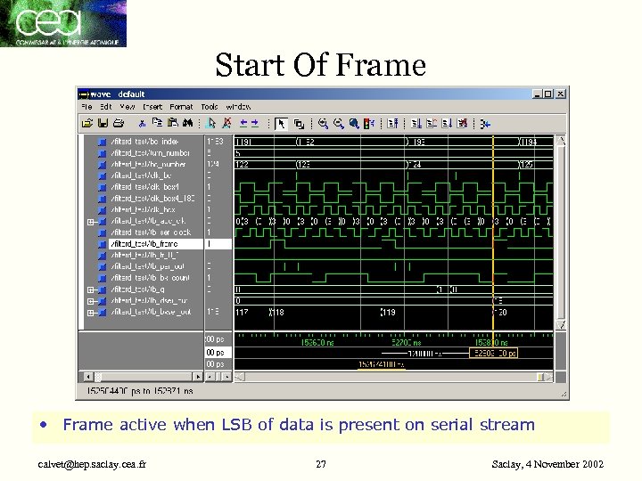 Start Of Frame • Frame active when LSB of data is present on serial