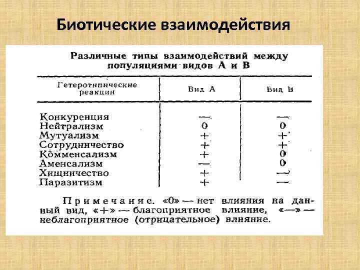 Биотические взаимодействия 