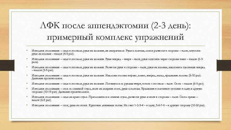 Составьте план ухода за пациентом после аппендэктомии