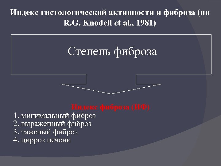 Индекс гистологической активности и фиброза (по R. G. Knodell et al. , 1981) Степень