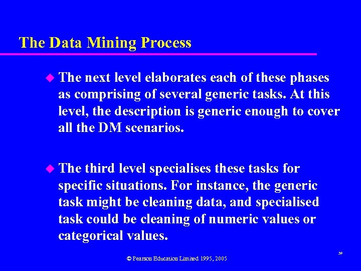 The Data Mining Process u The next level elaborates each of these phases as