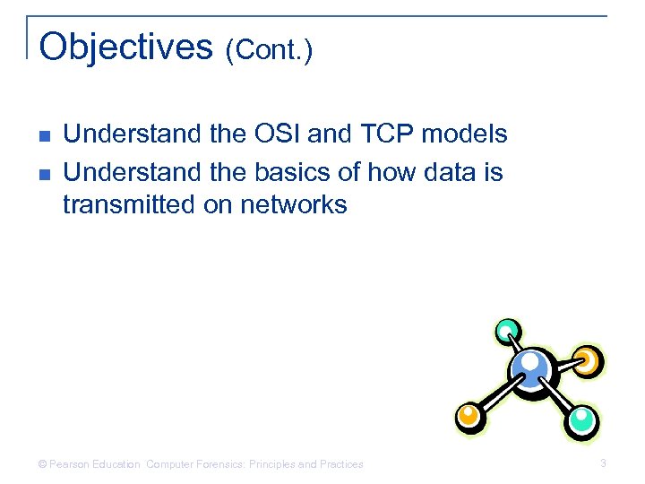 Objectives (Cont. ) n n Understand the OSI and TCP models Understand the basics