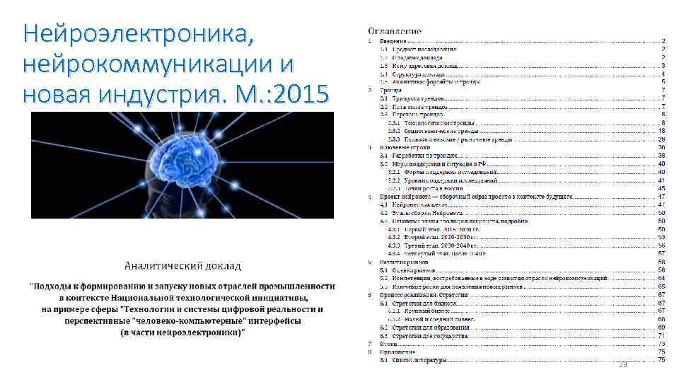 Нейроэлектроника, нейрокоммуникации и новая индустрия. М. : 2015 23 
