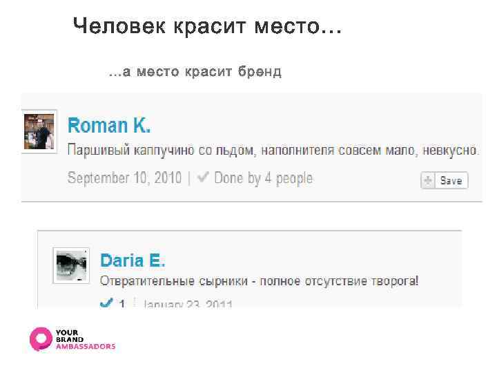 Человек красит место… …а место красит бренд 
