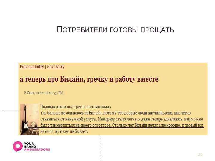 ПОТРЕБИТЕЛИ ГОТОВЫ ПРОЩАТЬ ЦЕЛЬ СТРАТЕГИЯ РЕАЛИЗАЦИЯ 35 