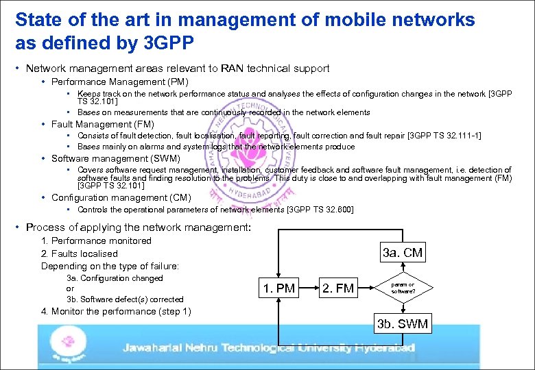 State of the art in management of mobile networks as defined by 3 GPP