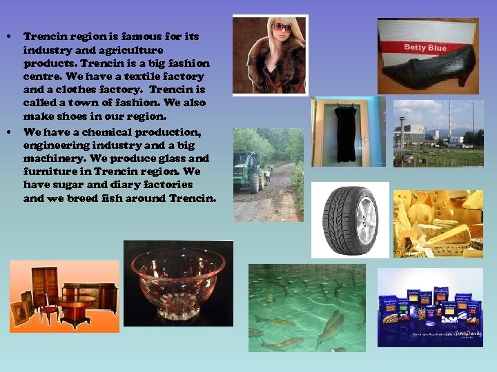  • Trencin region is famous for its industry and agriculture products. Trencin is